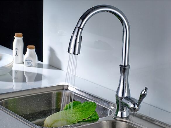 UPC Polished Chrome Pull Out Kitchen Taps Mixer 3023